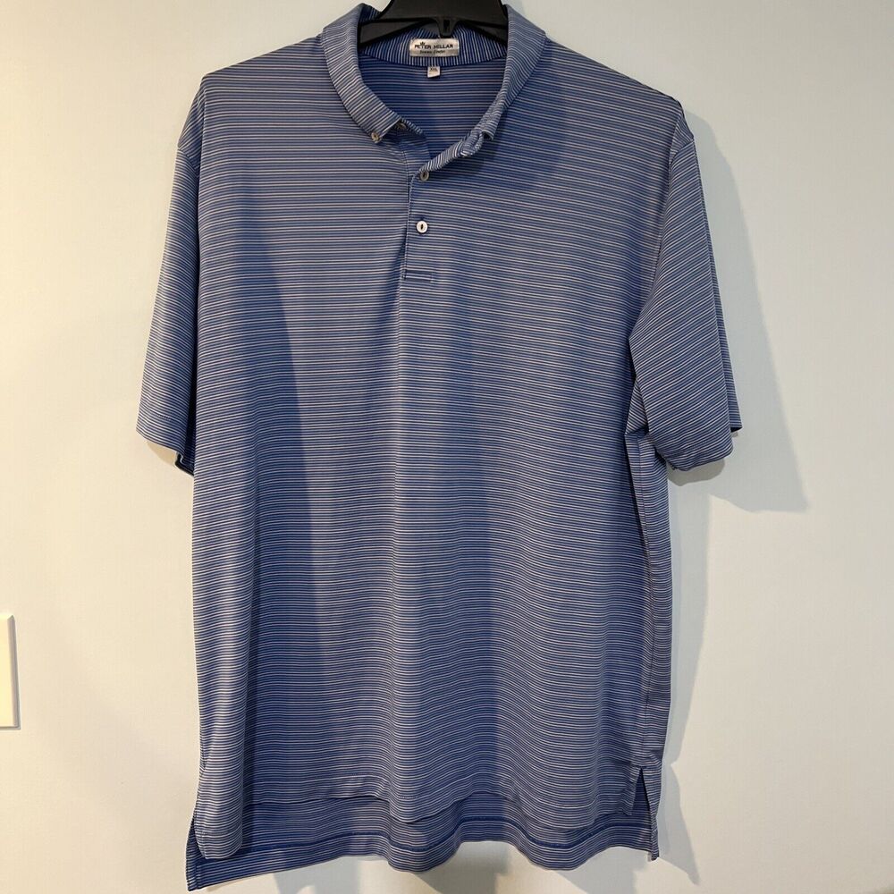 Peter Millar Shirt Mens XXL GOLF Polo Summer Comfort Blue White Striped